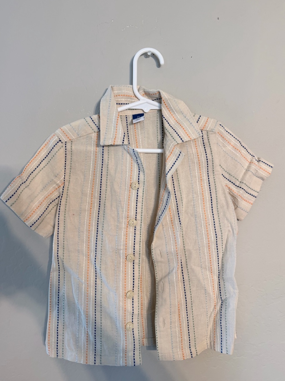 Kids old navy Cream Button-Up Shirt with Multi-Color Stripes